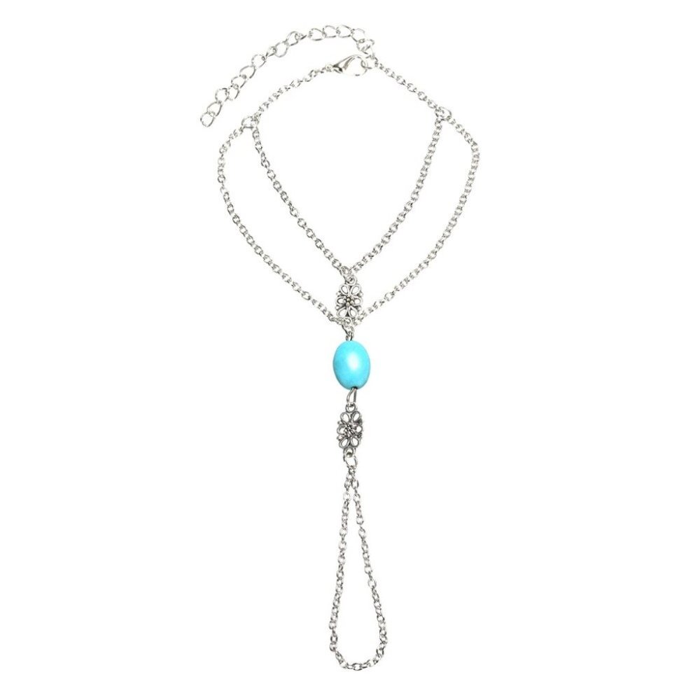 New Beautiful Silver Blue Finger Bracelet. - Picture 2 of 5